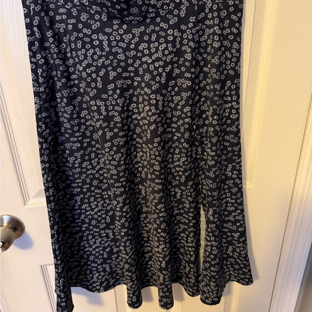 SHEIN Navy and White Floral A-Line Skirt
